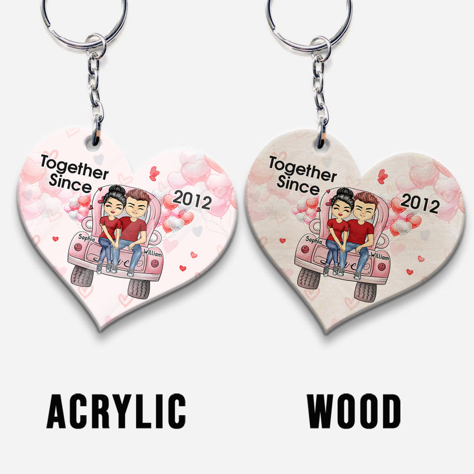 Together Since - Personalized Couple Keychain (Printed On Both Sides)