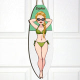 Laying On Board - Personalized Surfing Wood Sign