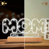 Mom’s Birth Flowers - Personalized Mother's Day Mother Shaped Plaque Light Base