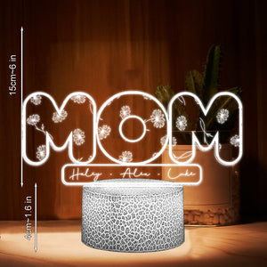 Mom’s Birth Flowers - Personalized Mother's Day Mother Shaped Plaque Light Base