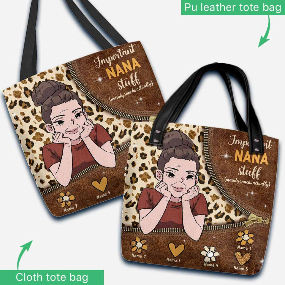 Important Nana Stuff - Personalized Mother's Day Grandma Tote Bag