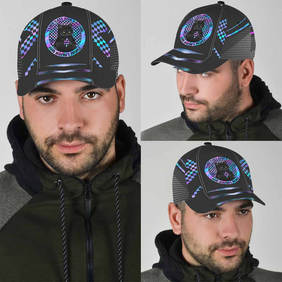 I Like Cats And Racing Cap With Printed Vent Holes