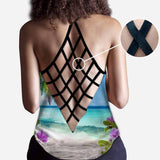 Everything Is Fine When There Is Sunshine - Personalized Sea Lover Cross Tank Top
