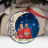 I Love You To The Moon And Back - Personalized Christmas Couple Ornament (Printed On Both Sides)