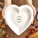 Name Custom Ceramic Heart Shaped Plate - gift for anyone - Personalized Plate