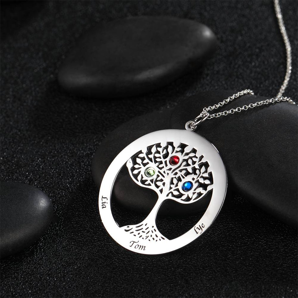 Personalized Family Tree Necklace With Birthstone