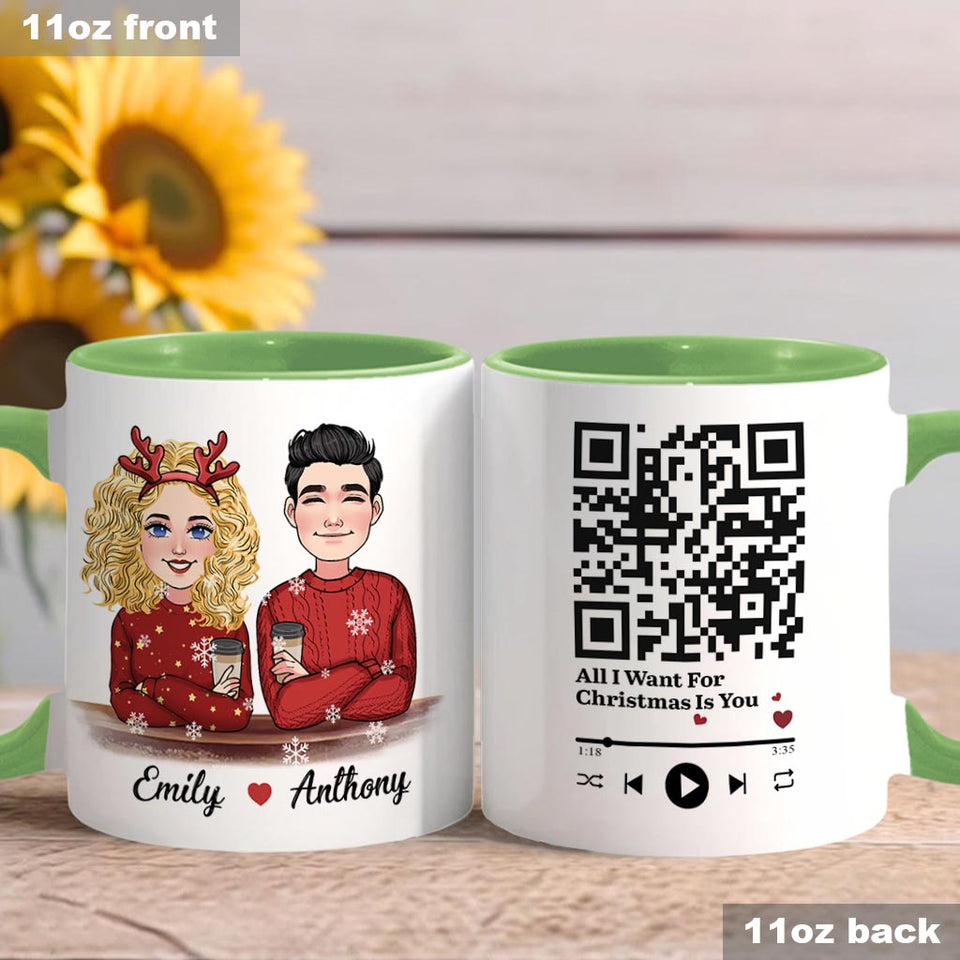 All I Want For Christmas Is You - Personalized Couple Accent Mug