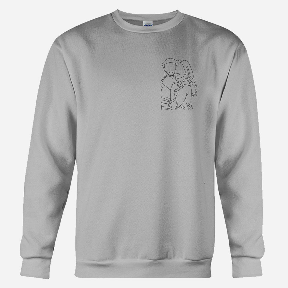 Custom Line Art - Personalized Step Mom Embroidered Sweater