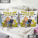 You And Me And The Cats - Personalized Cat Throw Pillow