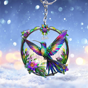 Stunning Humming Bird - Personalized Hummingbird Keychain