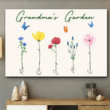 Grandma's Garden With Birth Flowers - Gift for grandma, grandpa, mom, dad - Personalized Canvas And Poster