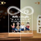 Mom Infinity Love Between Mother & Daughter - Personalized Mother's Day Mother Shaped Plaque Light Base