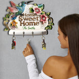 Home Sweet Home - Personalized Hummingbird Custom Shaped Key Rack