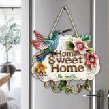 Home Sweet Home - Personalized Hummingbird Custom Shaped Wood Sign