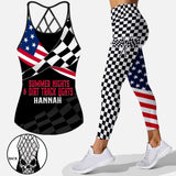 Summer Nights & Dirt Track Lights - Personalized Independence Day Racing Cross Tank Top and Leggings