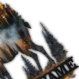 Custom Name Hunting Deer Sunset - Personalized Hunting Cut Metal Sign