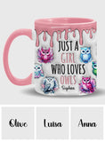 Just A Girl Who Loves Owls - Personalized Owl Accent Mug