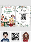 Custom Portraits Merry Christmas Card - Personalized QR Greeting Card