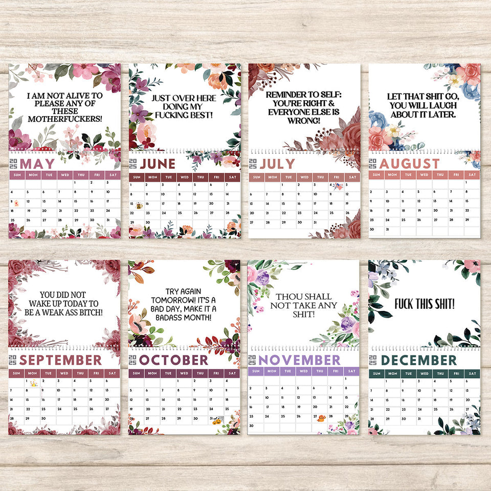 Funny Office Humor, Work Swear Affirmations - Personalized Colleague Wall Calendar & Desk Calendar