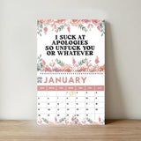 Funny Office Humor, Work Swear Affirmations - Personalized Colleague Wall Calendar & Desk Calendar