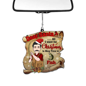 Dear Santa - Personalized Fishing One-sided Car Ornament