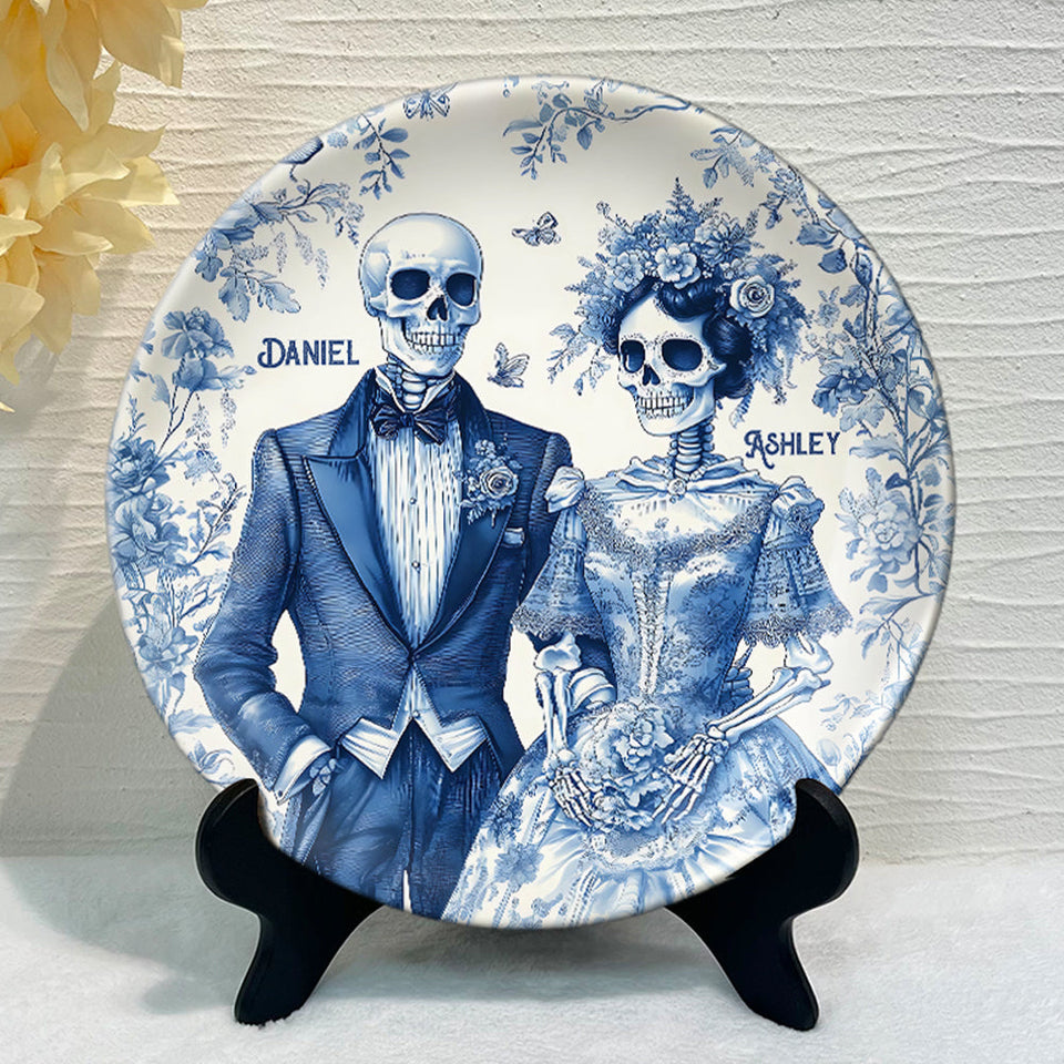 Jusqu'à ce que la mort nous sépare - Assiette ronde en céramique personnalisée pour couple