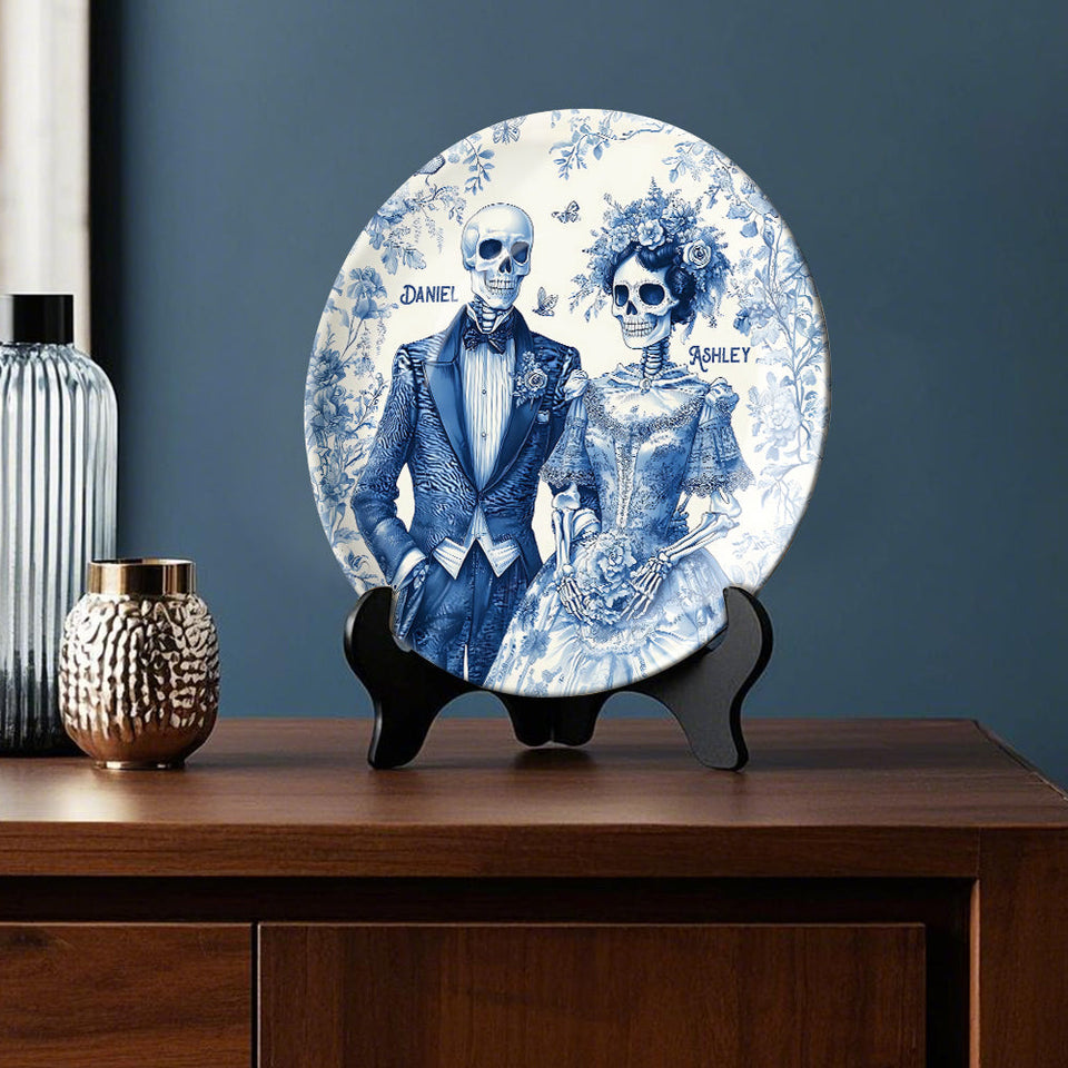 Jusqu'à ce que la mort nous sépare - Assiette ronde en céramique personnalisée pour couple
