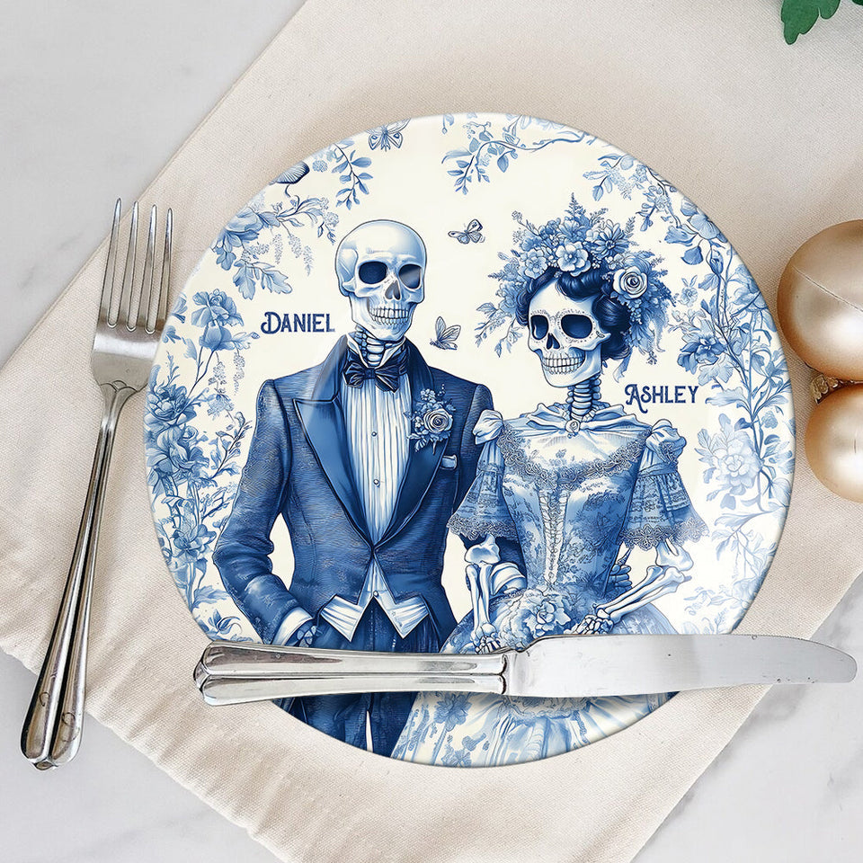 Jusqu'à ce que la mort nous sépare - Assiette ronde en céramique personnalisée pour couple