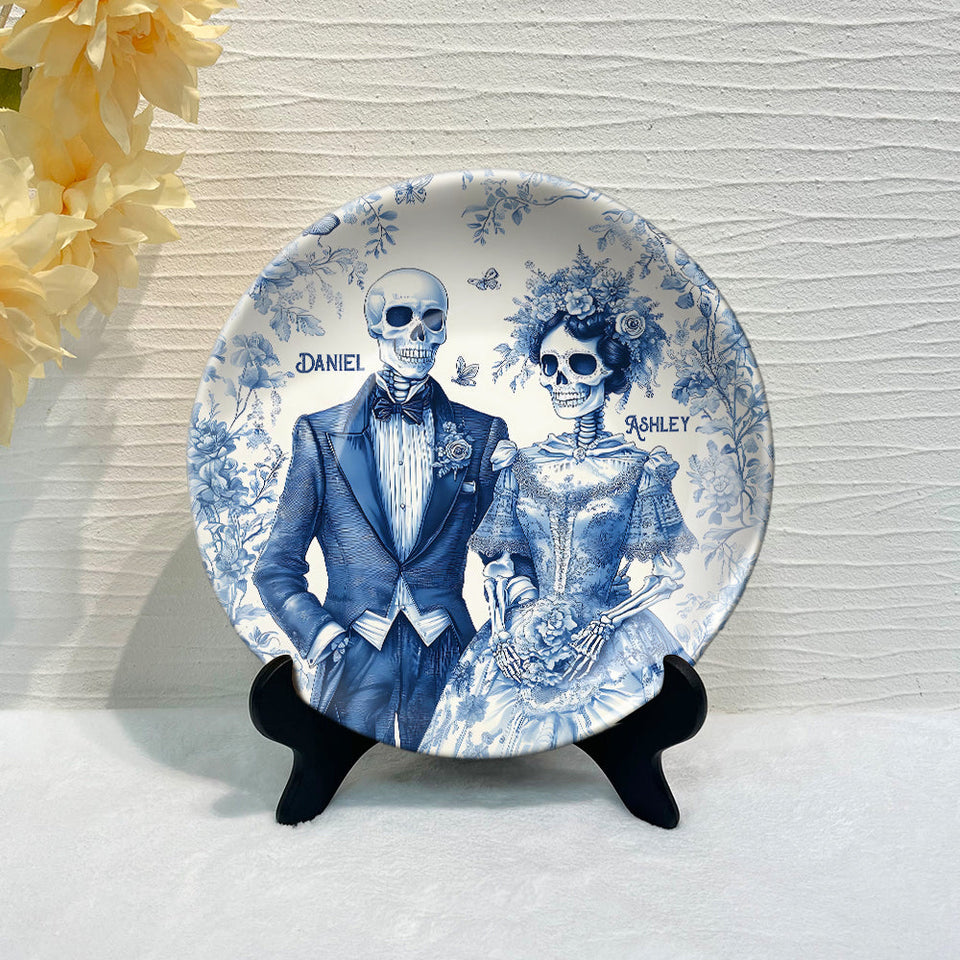 Jusqu'à ce que la mort nous sépare - Assiette ronde en céramique personnalisée pour couple