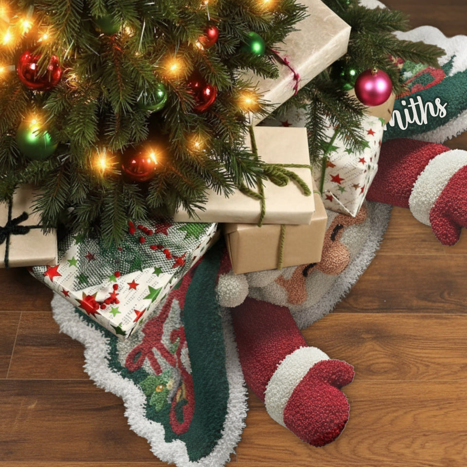Santa Christmas - Personalized Family Shaped Tree Skirt