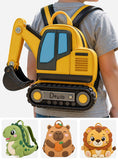 Kids Love Excavator, Unicorn, Capybara, Dinosaur - Personalized Kid Changeable Leather Patch Backpack