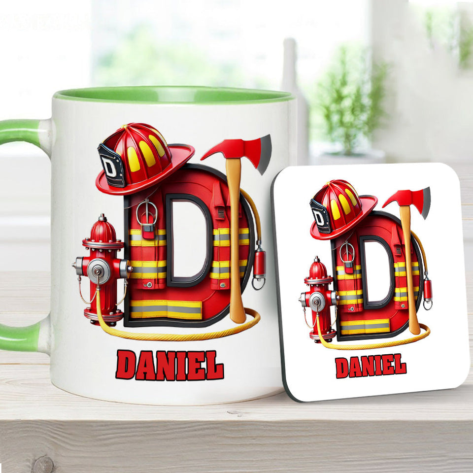 Alphabet Firefighter - Personalized Firefighter Accent Mug