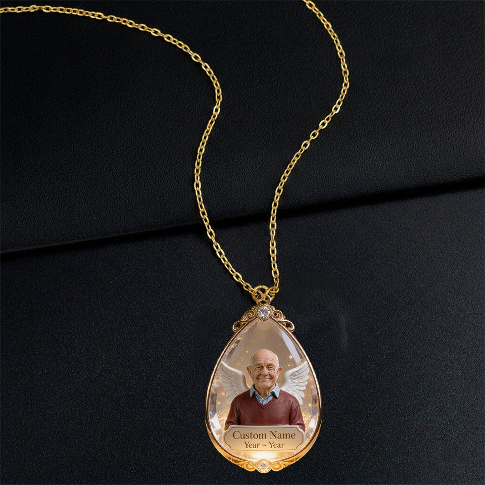 Sympathy Tear-Drop Gift - Personalized Memorial Shaped Metal Pendant Necklace