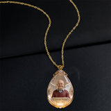 Sympathy Tear-Drop Gift - Personalized Memorial Shaped Metal Pendant Necklace