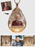 Sympathy Tear-Drop Gift - Personalized Memorial Shaped Metal Pendant Necklace