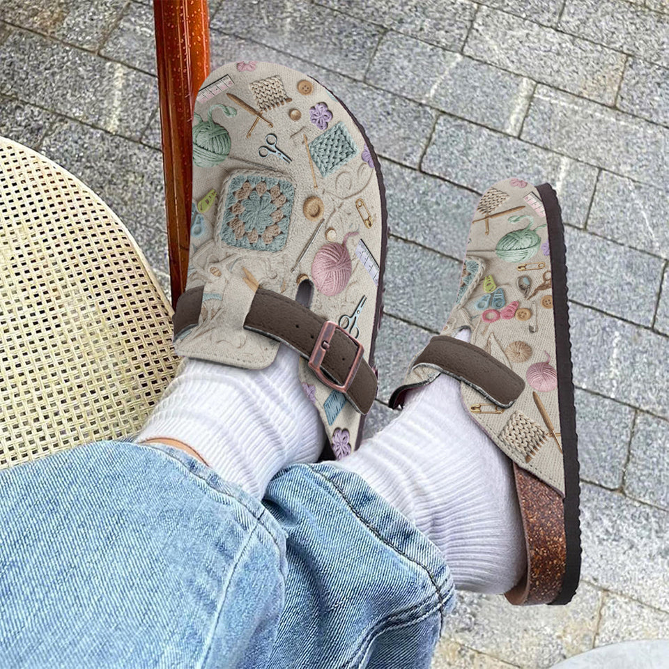 Crocheting Makes Me Happy - Personalized Crocheting Clogs With Arch Support
