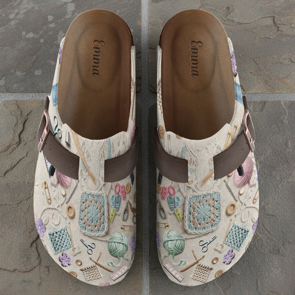 Crocheting Makes Me Happy - Personalized Crocheting Clogs With Arch Support