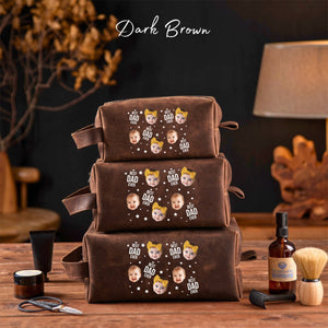 Best Dad Ever - Personalized Father Leather Toiletry Bag