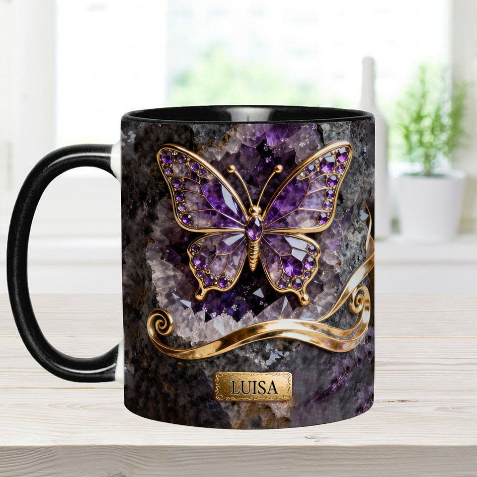 Glowing Butterfly - Personalized Butterfly Accent Mug & Coaster