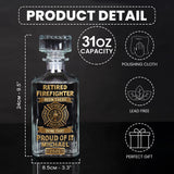 Proud Retired Firefighter - Personalized Firefighter Whiskey Decanter Set