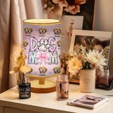 Floral Dog Mom - Personalized Dog Table Lamp with Wood Base