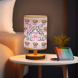Floral Dog Mom - Personalized Dog Table Lamp with Wood Base