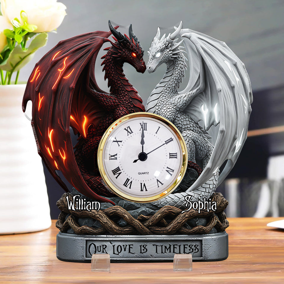 Our Love Is Timeless - Personalized Couple Acrylic Clock Plaque