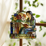 Just A Girl Who Loves Books - Personalized Book Window Hanging Suncatcher Ornament