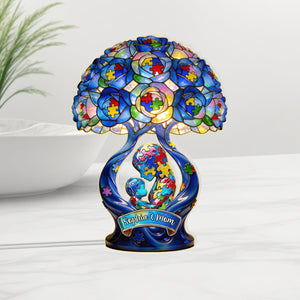 Strong Mama Best Gift For Mom - Personalized Autism Awareness Acrylic LED Night Light