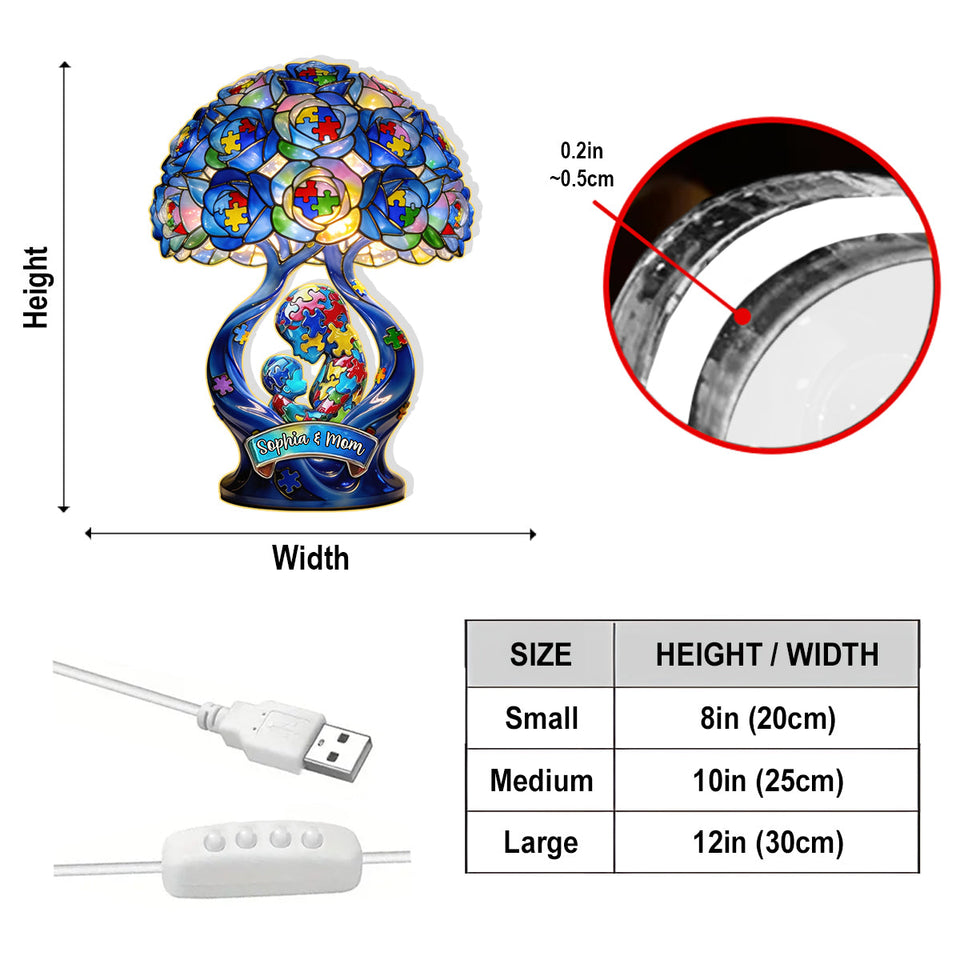 Strong Mama Best Gift For Mom - Personalized Autism Awareness Acrylic LED Night Light
