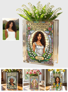 A Well-Read Woman Is A Dangerous Creature - Personalized Book Book Vase