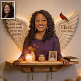 Your Wings Were Ready - Personalized Memorial Wooden Floating Shelf