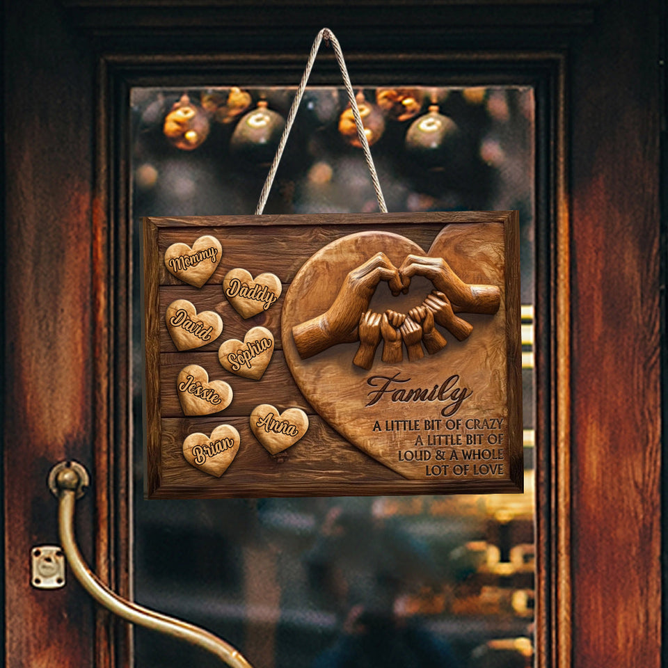 Family A Whole Lot Of Love - Personalized Family Custom Shaped Wood Sign