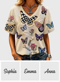 Love Butterfies - Personalized Butterfly Fully Printed V-Neck T-Shirt